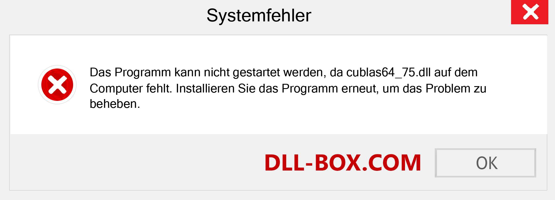 cublas64_75.dll-Datei fehlt?. Download für Windows 7, 8, 10 - Fix cublas64_75 dll Missing Error unter Windows, Fotos, Bildern